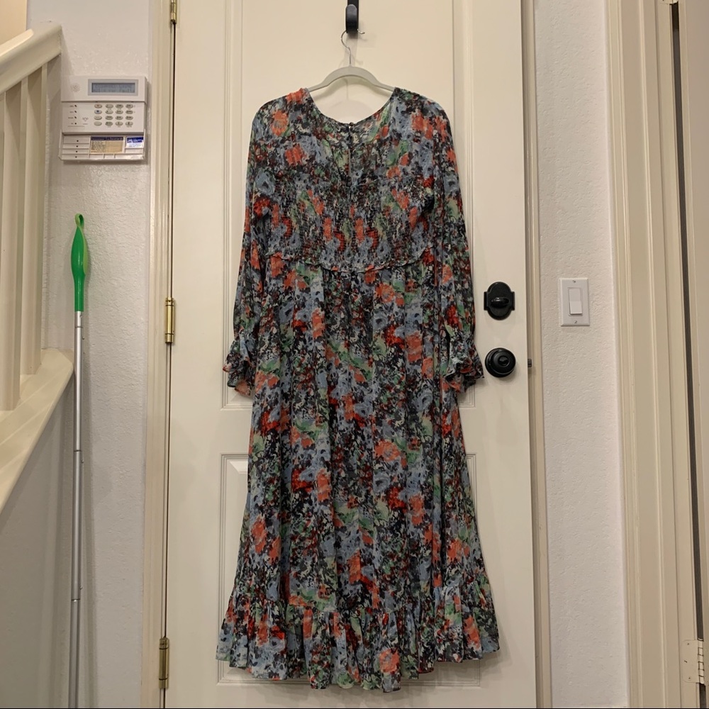 Cinq A Sept Leigh Floral Print Ruffle Maxi Dress